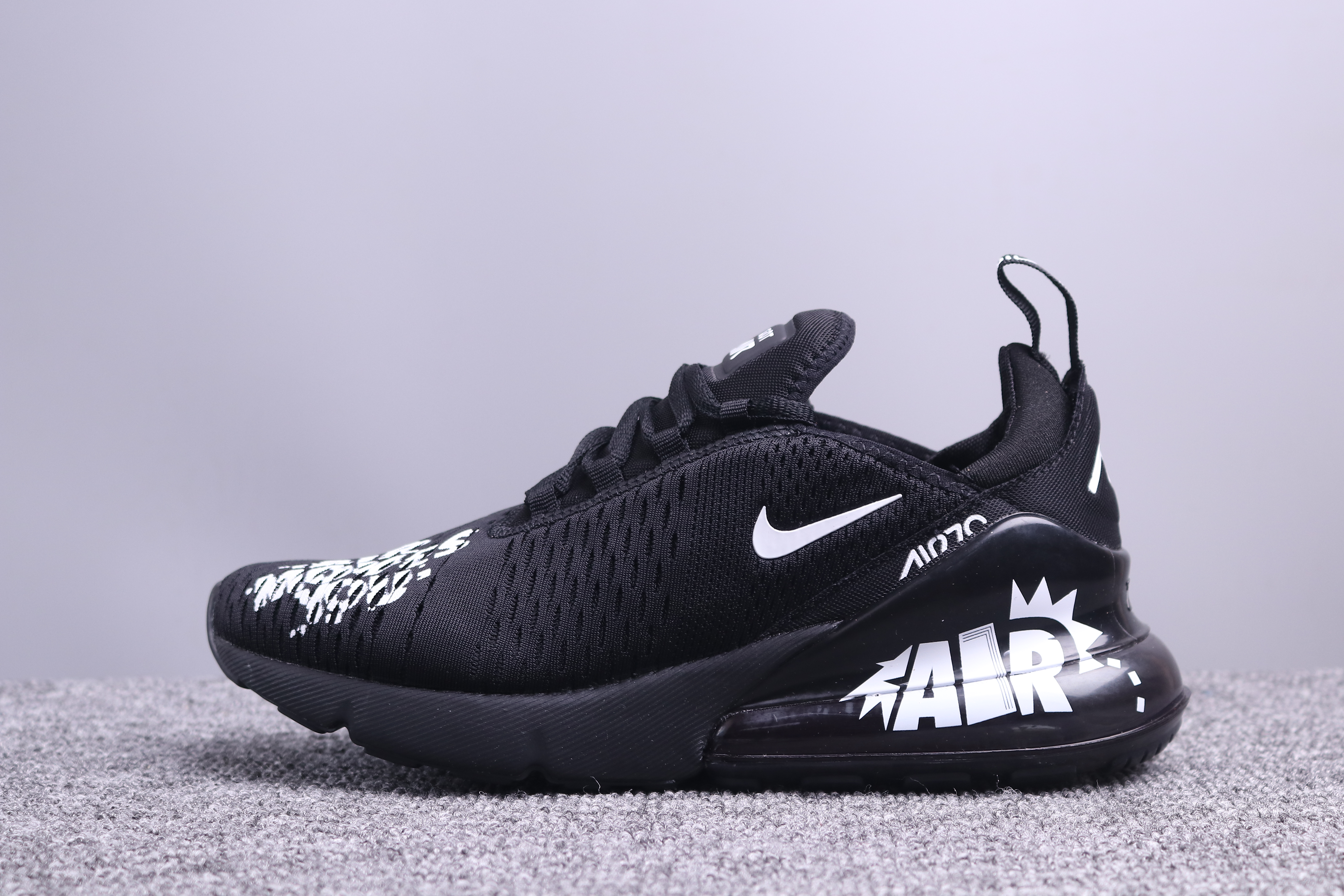 Women Supreme x Nike Air Max 270 Black White Shoes